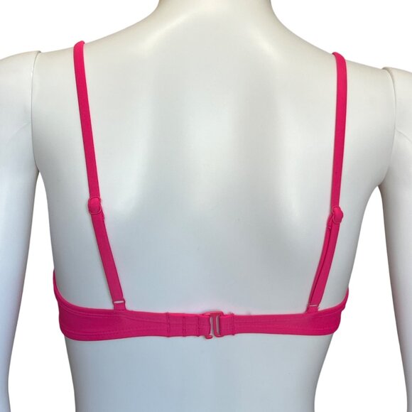 Shade & Shore Pink Bikini Top With Adjustable Straps & Ring Details Size 34B - Picture 2 of 6